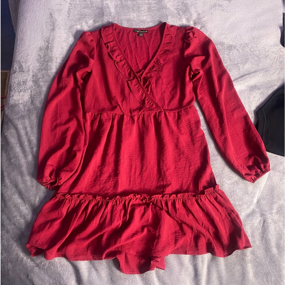 City triangles red long sleeve dress